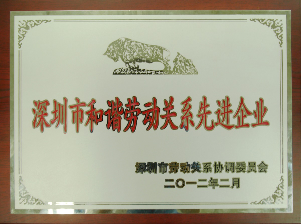 2012 深圳市和諧勞動(dòng)關(guān)系先進(jìn)企業(yè)